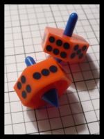 Dice : Dice - Dreidel - Orange With Blue Pips Teetotem